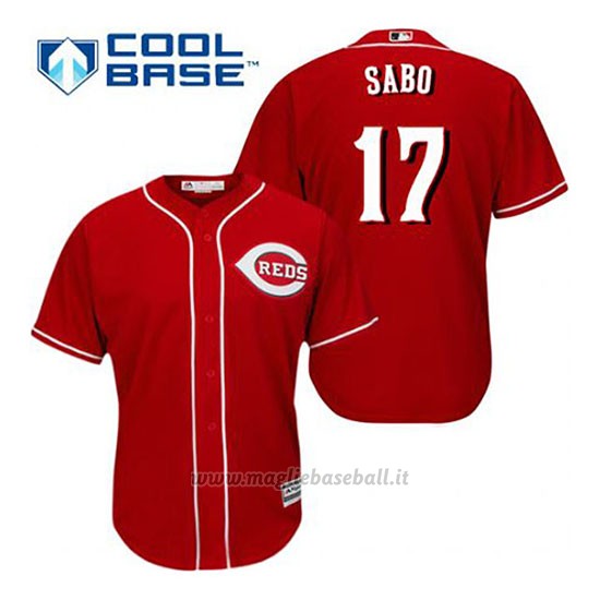 Maglia Baseball Uomo Cincinnati Reds Chris Sabo 17 Rosso Alterner Cool Base